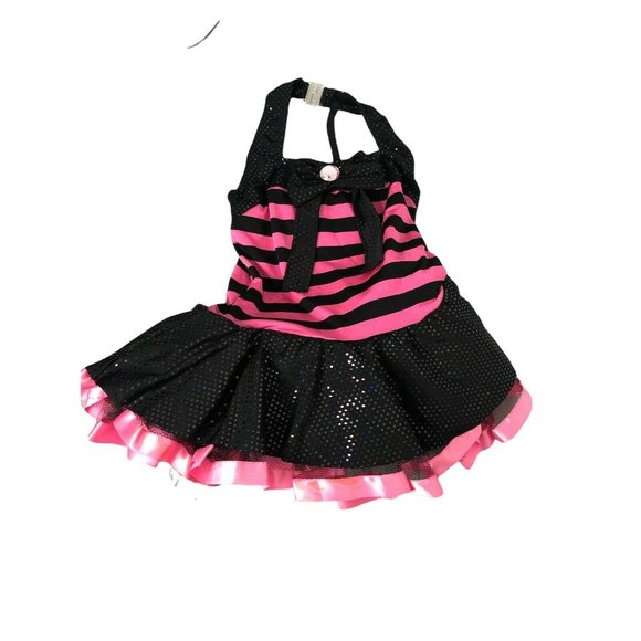 A Wish Come True Dance Costume Dress Tutu Pink Black MC Sequins Leotard Shorts - Picture 2 of 7